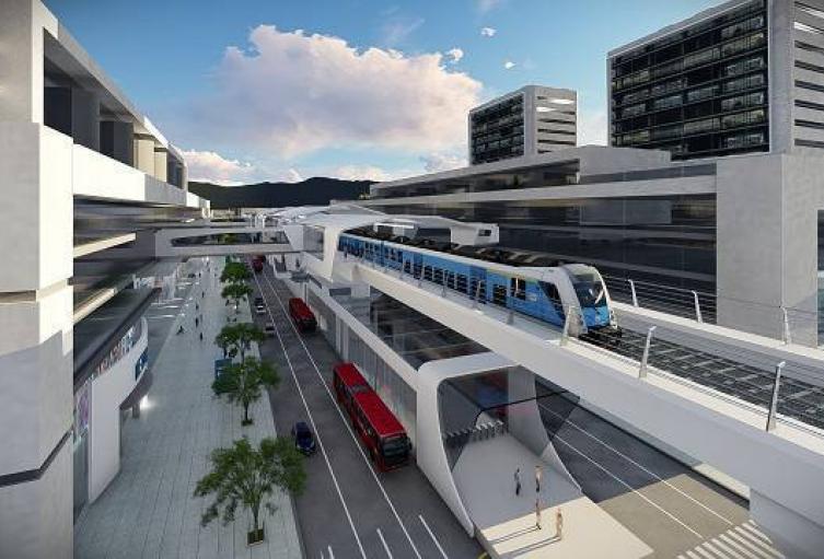 Render del metro elevado de Bogotá