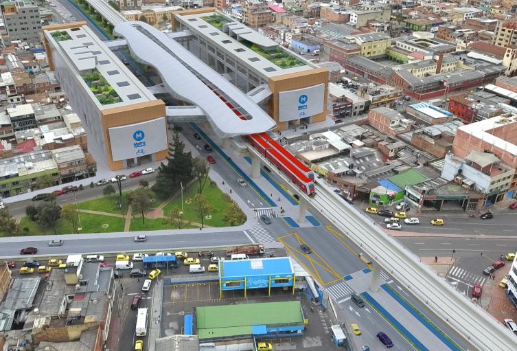 Render metro de Bogotá sector Nariño
