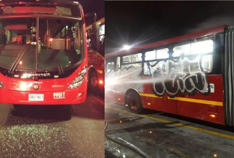 Buses de Transmilenio vandalizados