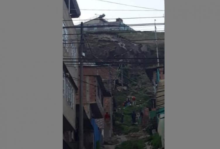 Zona de Caracolí que amenaza con desplomarse, en Ciudad Bolívar