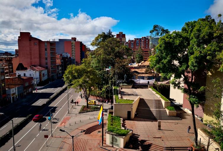 Panorámica de la Universidad Javeriana, en Bogotá