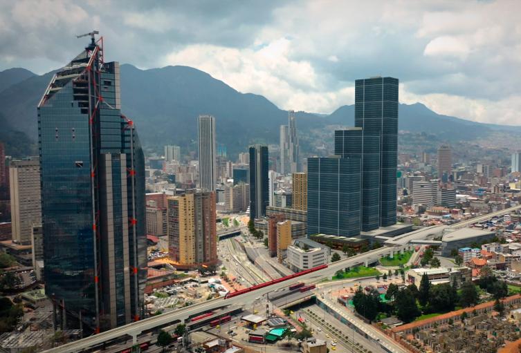 Un render del Metro de Bogotá cruzando la calle 26