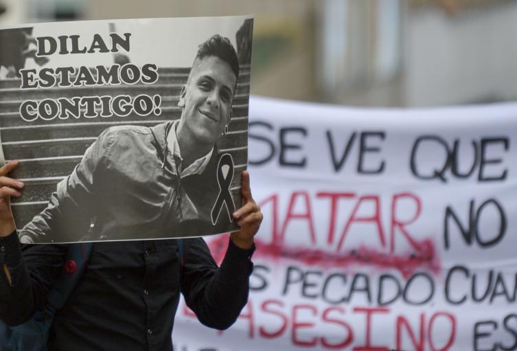 Homenaje al joven Dilan Cruz, muerto en Bogotá