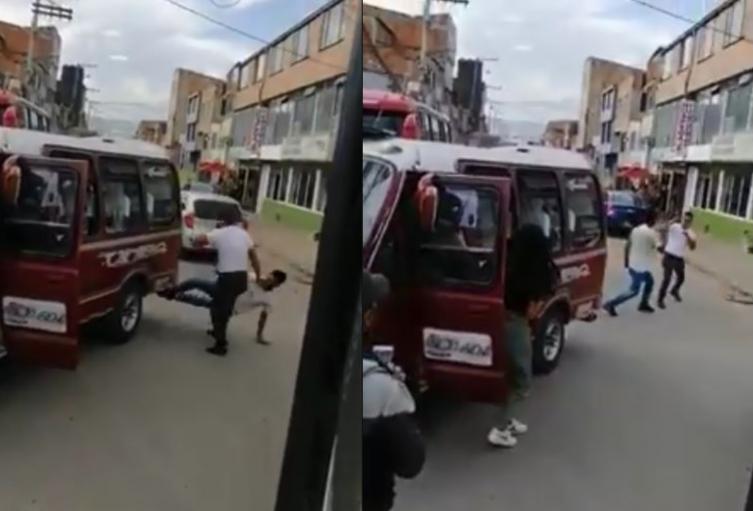 Buseteros solucionaron sus diferencias a traques y patadas