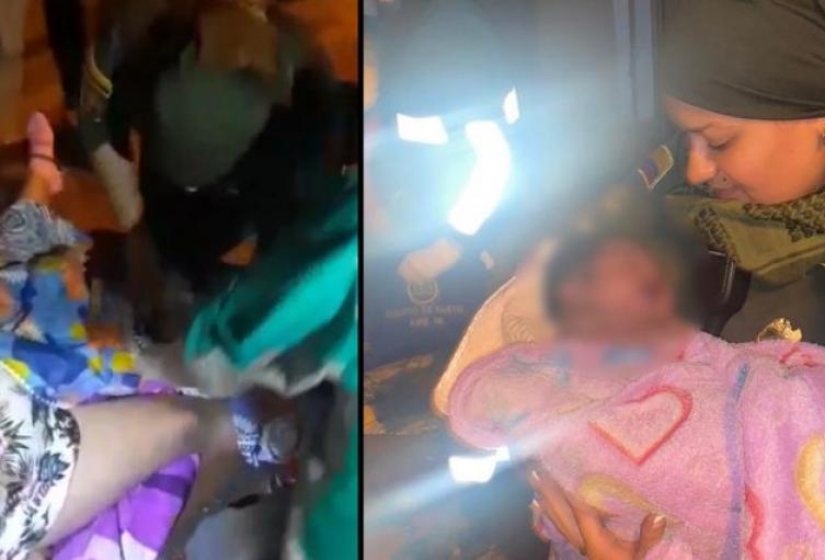 La madre fue atendida por uniformados de la Policía.