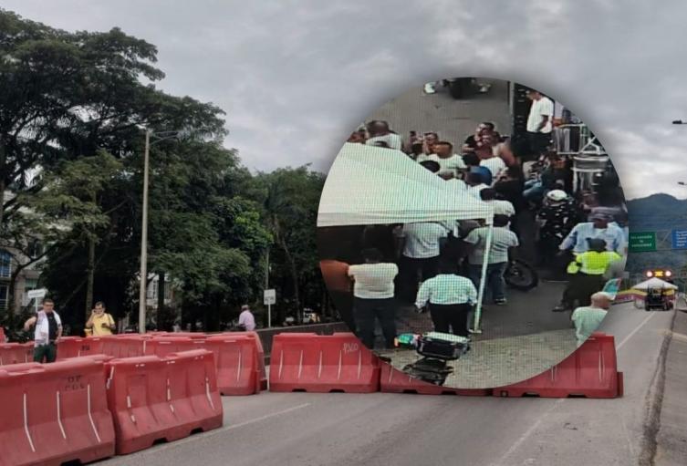 Manifestantes en la vía al Llano