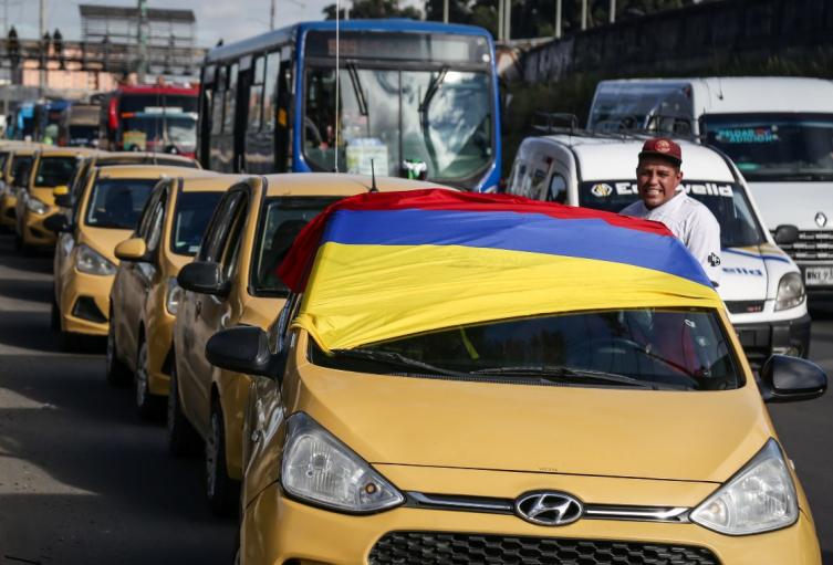 Protesta de taxistas en Bogotá
