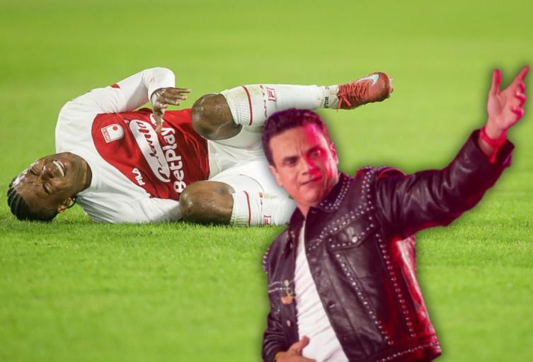Jugador de Santa Fe con Silvestre Dangond