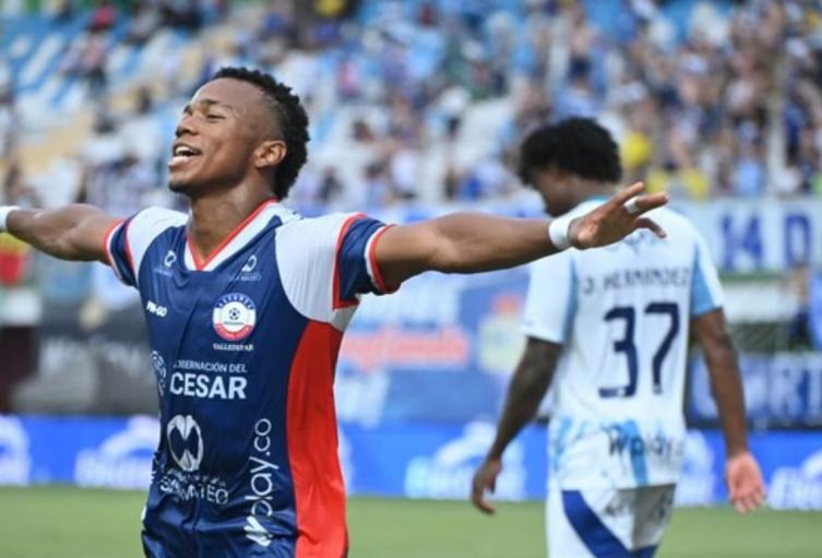 Alianza Valledupar vs Millonarios Jugador de Alianza Valledupar celebrando gol contra Millonarios