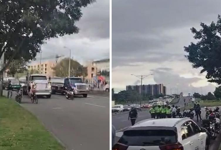 Bloqueo en la Av. Ciudad de Cali con calle 26 por protestas en Bogotá Bloqueo en la Av. Ciudad de Cali con calle 26 por protestas en Bogotá