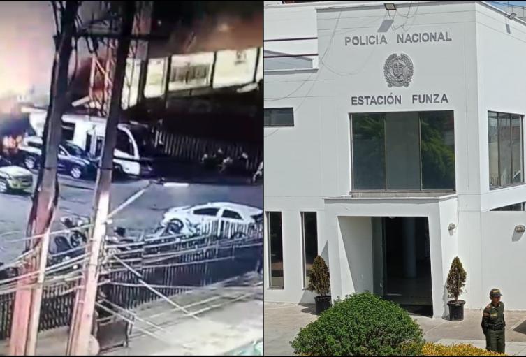 Incendio en la estación de Policía de Funza Incendio en la estación de Policía de Funza