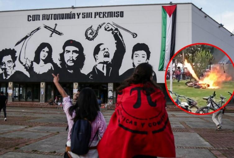 Terror en la Nacional: encapuchados quemaron dos motos dentro del campus Terror en la Nacional: encapuchados quemaron dos motos dentro del campus