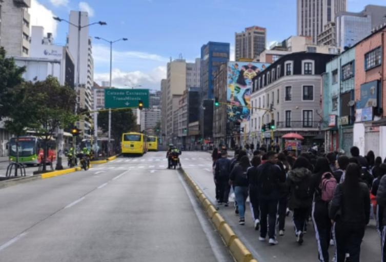 Manifestación en el centro de Bogotá
