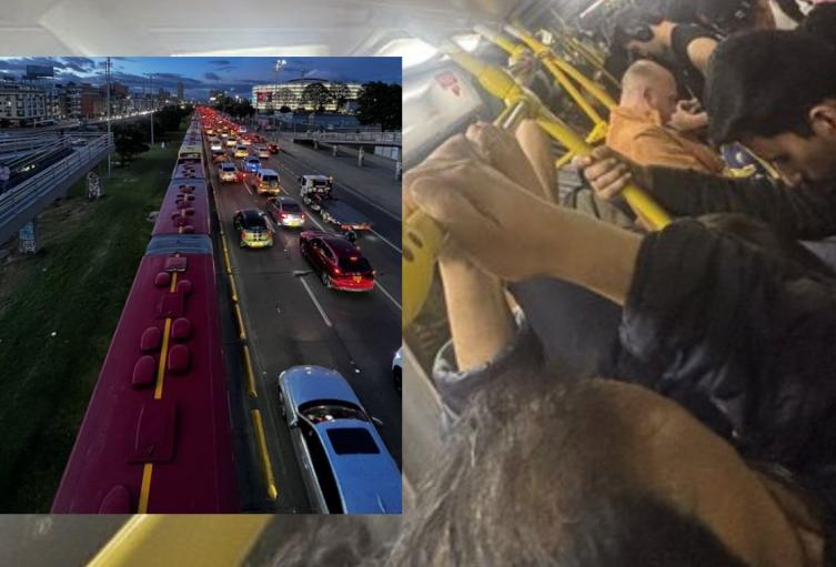 Monumental trancón en la NQS TrasnMilenio anuncio demoras en los servicios Monumental trancón en la NQS TrasnMilenio anuncio demoras en los servicios