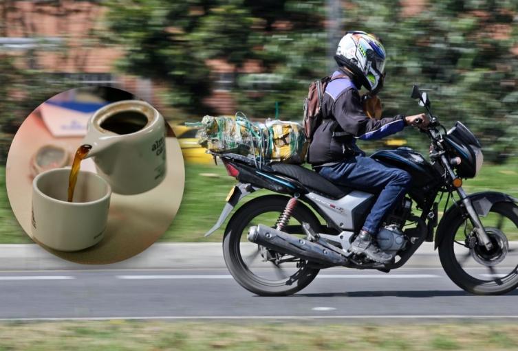 Motociclista transitando por una calle de Bogotá.