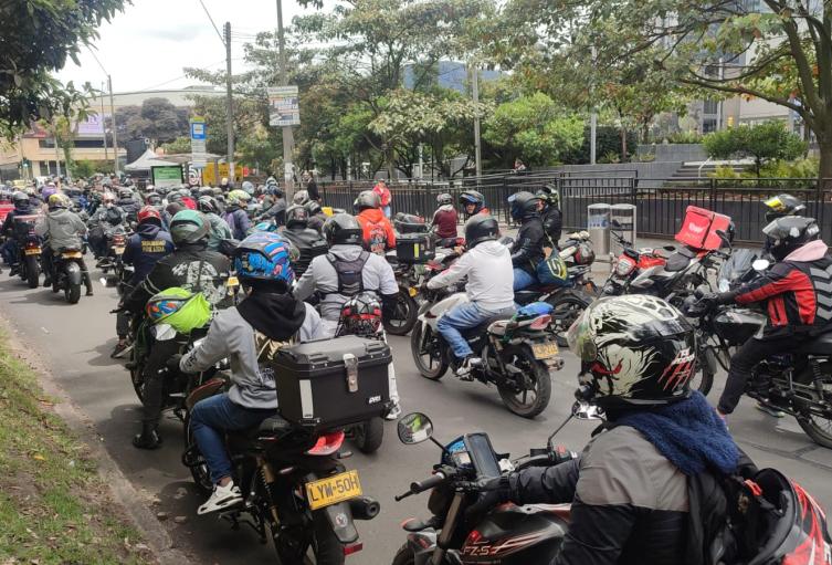 Protestas de motociclistas en Bogotá.