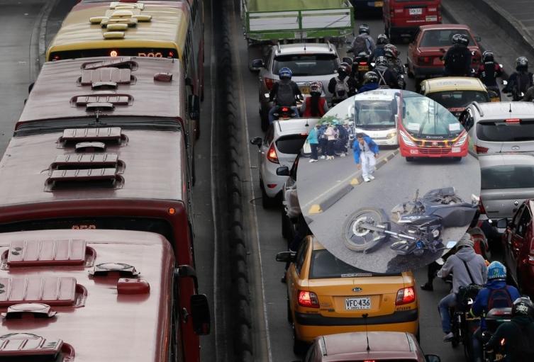 Accidente en la Avenida Las Américas con Boyacá Fuerte trancón por accidente de tránsito