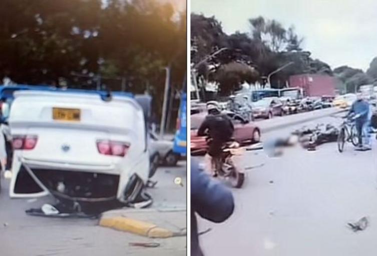 Accidente múltiple de motos en Bogotá Accidente múltiple de motos en Bogotá