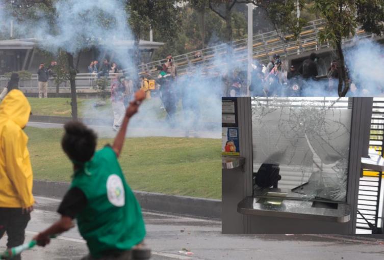 Disturbios cerca de Corferias trancones, daños y caos total en la Calle 26 Disturbios cerca de Corferias trancones, daños y caos total en la Calle 26