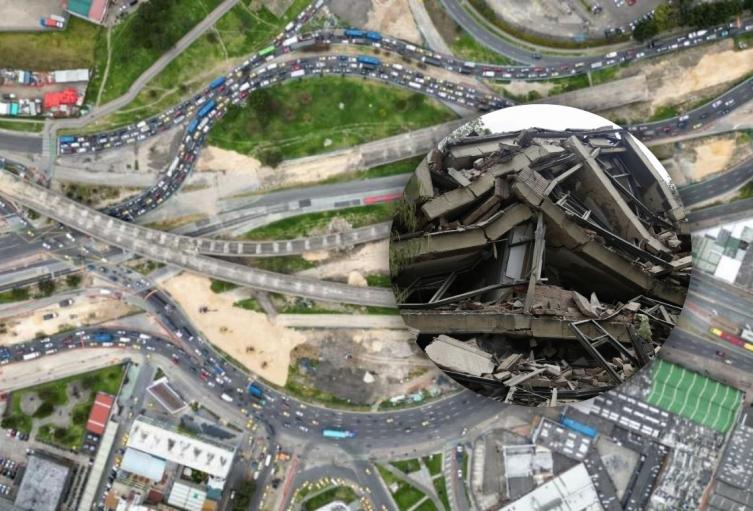 Escombros de la implosión de puentes en Puente Aranda