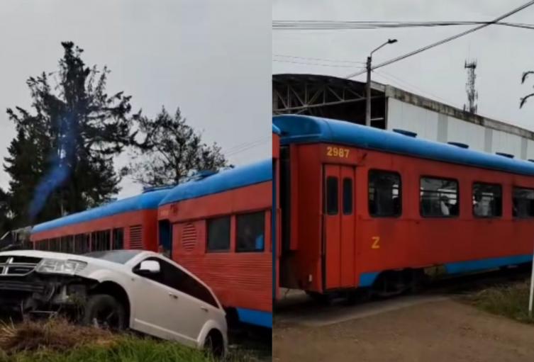 Camioneta se le atravesó al Tren de la Sabana terminó hecha trizas