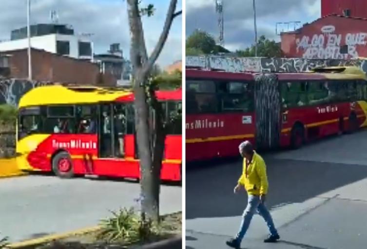 TransMilenio quedó de frente contra muro y quedó atravesado en la Calle 80