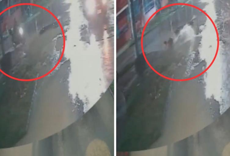 Motociclista cae en alcantarilla sin tapa