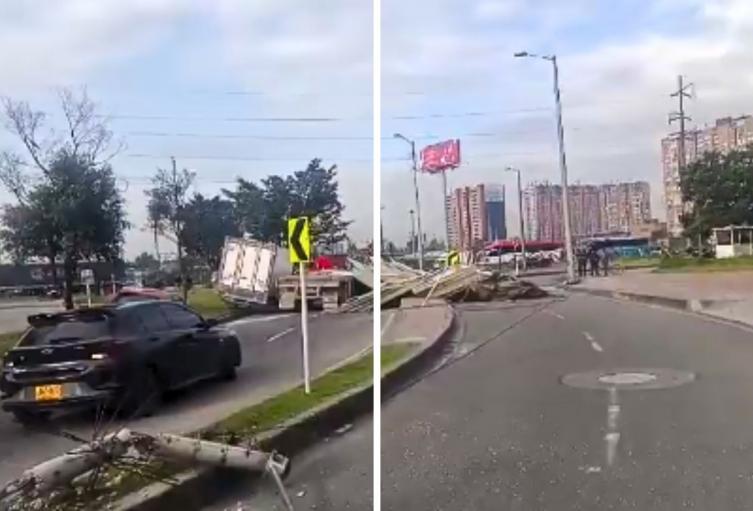 Tractocamión causó tremendo caos en la Calle 13 tras chocar con un poste