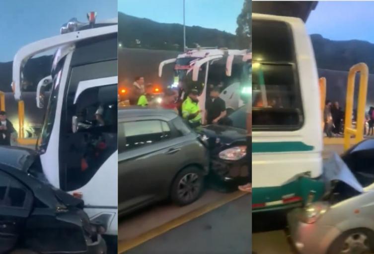 Choque múltiple en el peaje Andes, autopista Norte