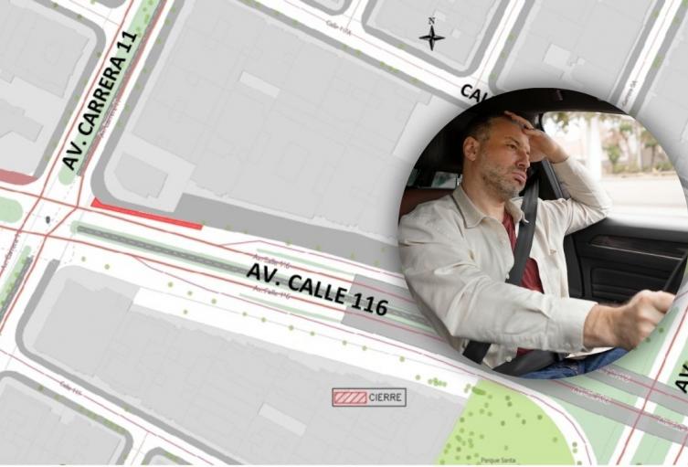 Cierre vial en la calle 116 con carrera 11