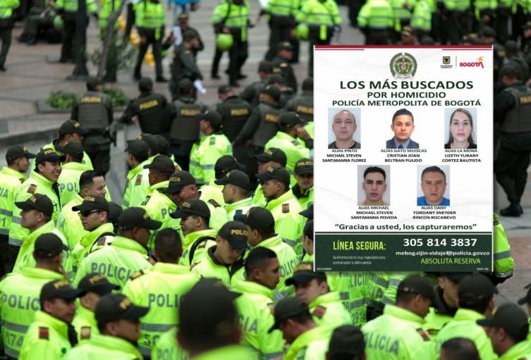 Cartel de los más buscados en Bogotá