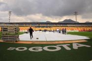 Montaje del concierto de Roger Waters en El Campín de Bogotá