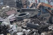 Sector afectado en el barrio Santa Fe por los escombros 