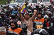 Motociclistas haciendo jornada de paro en Bogotá