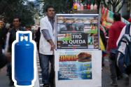 Vendedor ambulante que utiliza pipetas de gas