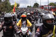 Protesta de moteros en Bogotá
