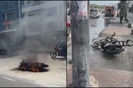 Moto incendiada en Bogotá