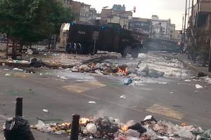 El centro de Bogotá en medio de los disturbios protagonizados por comerciantes 