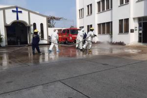 La policía realizó jornada de desinfección dentro de las instalaciones del comando de policía Sucre