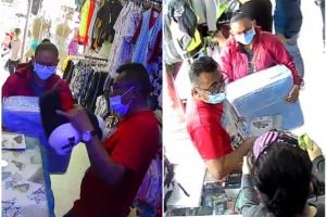 Pareja de bandidos roba en dos tiendas