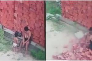 Mamá recibe la caída de un muro para salvar a su bebé 