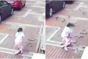 Pequeña se salvó de morir por centímetros: Casi le caen ladrillos encima