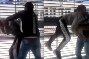 Pelea en Transmilenio de un colado