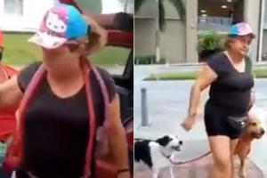 Mujer lanzó popo de perro a un puesto callejero