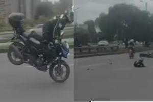 Motociclista se cayó por un hueco en las Américas con 68 