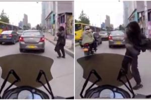 Habitante de calle le rompe los vidrios a carros en el centro de Bogotá