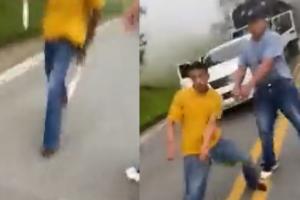 Camionero ataca con machete a familia 