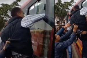 Ladrón quedó colgando del TransMilenio 