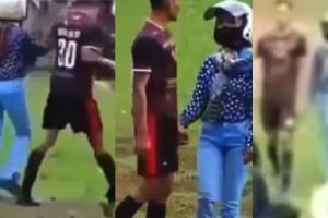 Mujer sacó a su marido de la cancha por no pedir permiso 