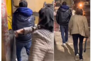 Mamá sacó a correa a su hijo de un bar 
